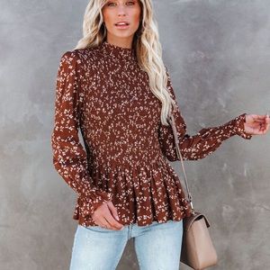 Floral smocked blouse